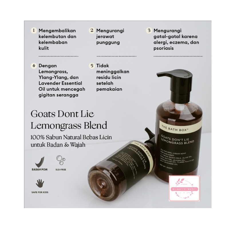 THE BATH BOX - Goats Don't Lie Lemongrass Blend Liquid Soap (GDL, Essential Oil, Eczema, Psoriasis, 