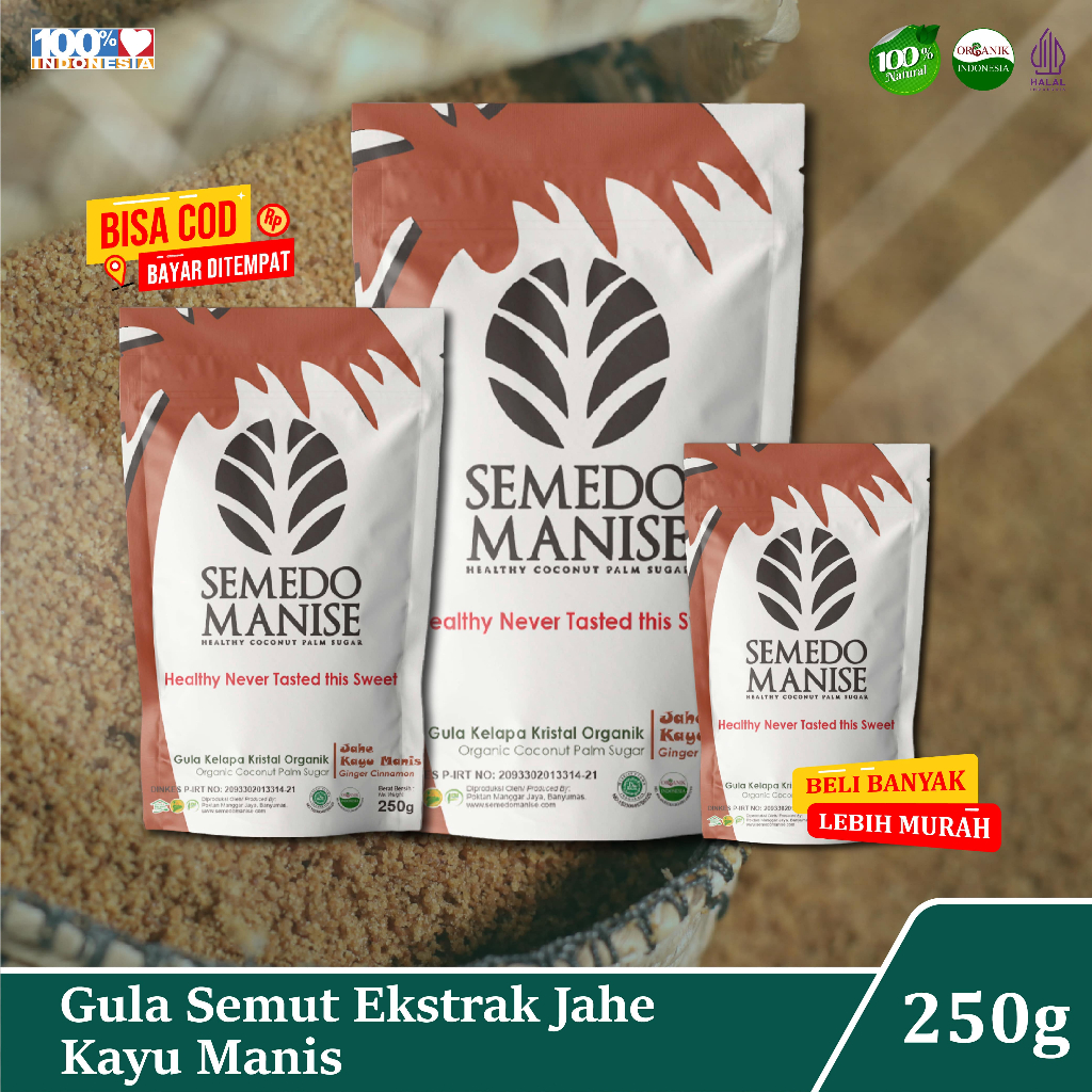 

SEMEDO MANISE - Gula Ekstrak Jahe Kayu Manis - Minuman Herbal 100% Alami Tanpa Campuran 250g