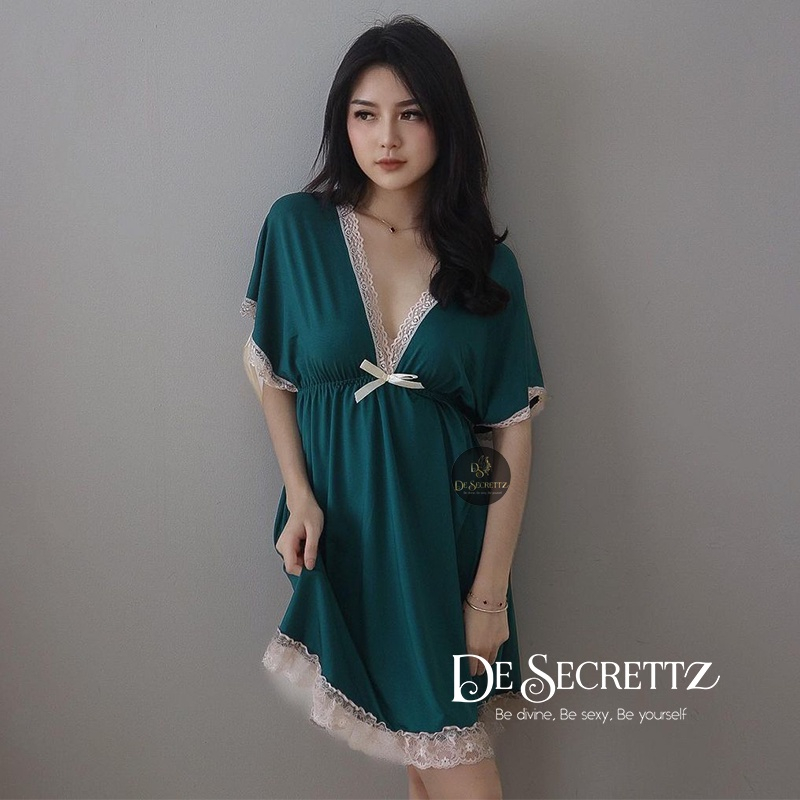 DeSecrettz EMILIA Lingerie Sexy Bahan Premium Spandeks Adem dan Lembut Di Kulit, Bisa Stretch, Bisa Untuk Small Size Sampai Big Size, Sexy Lingerie Model Babydoll, Premium Sleepwear, Pakaian Dinas Depan Suami, Baju Tidur Sexy, Baju Haram Sexy, Bisa COD-1
