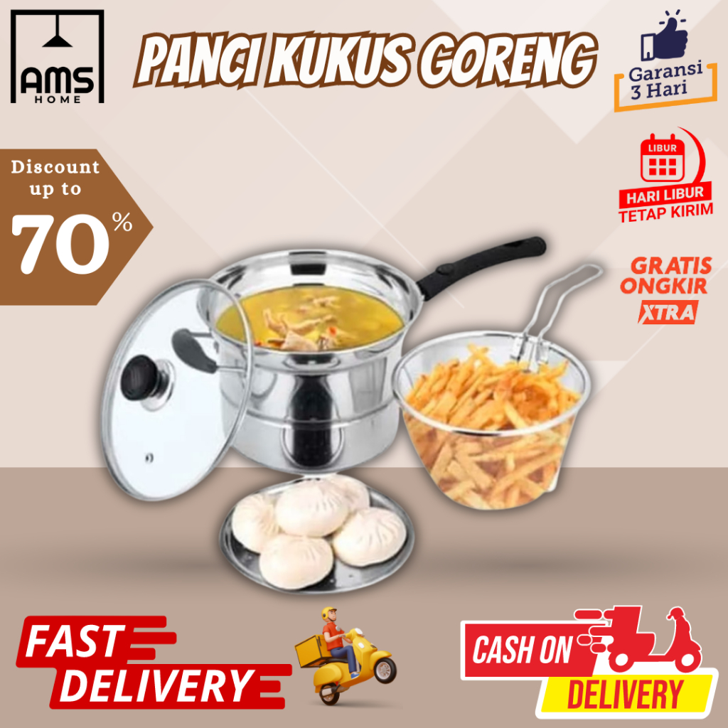 PANCI STEAMER DEEP FRYER FRIED HIGH POT PANCI KUKUSAN PENGGORENGAN GORENG KUKUS PANCI MIE 22CM / PAN