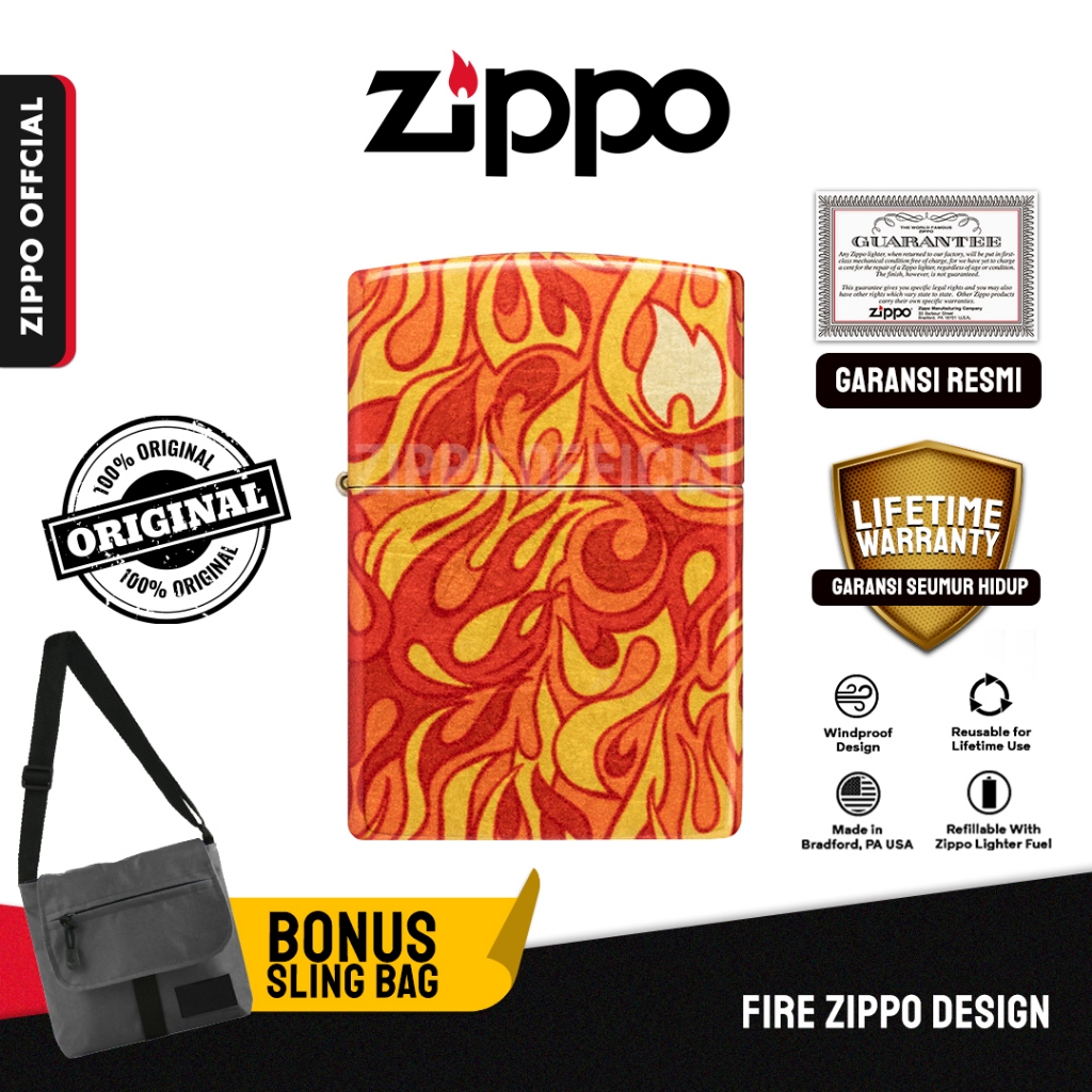 Zippo Original Fire Zippo Design 48981 | Garansi Lifetime | Original USA