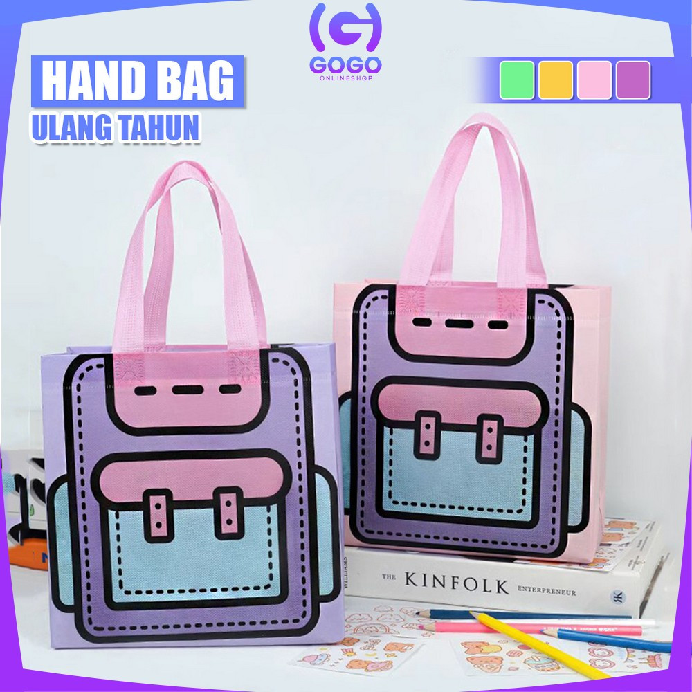 

GOGO-T59 Tas Hampers Non Woven Anti Air Motif Tas Sekolah Lucu Uk. 22x22x9cm Goodie Bag / Hand Bag Ulang Tahun Snack Bag Packaging Lipat Eco Friendly Bag