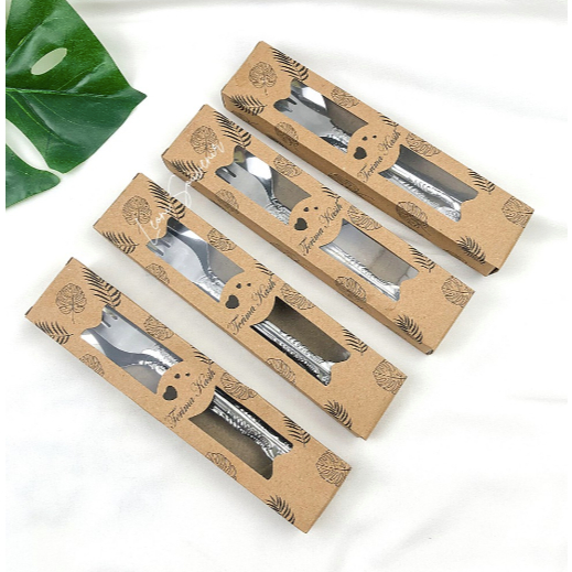[ISTY] [1 SET SENDOK GARPU] Souvenir pernikahan Sendok Garpu Stainless Box lembaran souvenir pernika