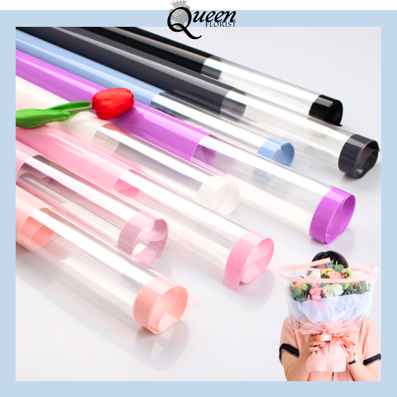 

Kertas Buket Cellophane Flower Wrapping Transparan List Line Waterproof Paper Color Frame 6054