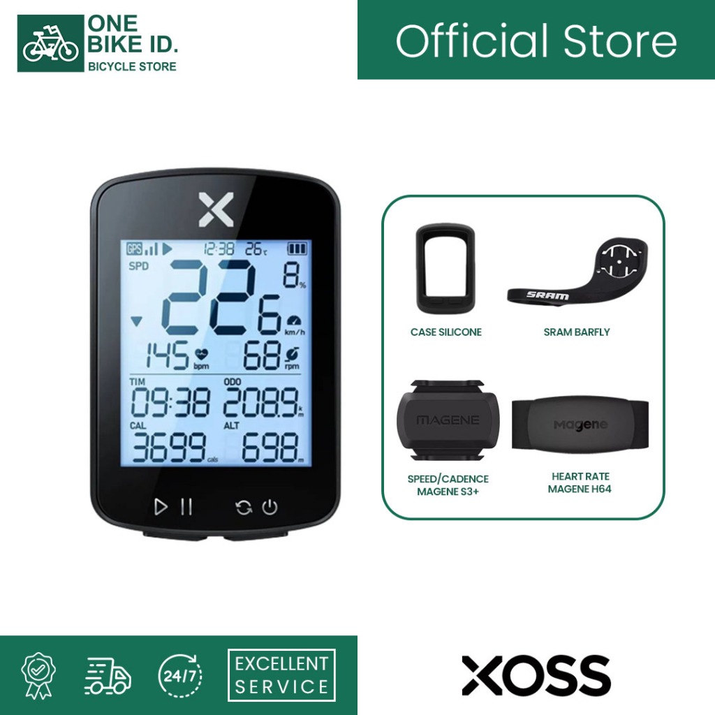 PAKET PRO XOSS G2 Plus & Magene HR, Cadence/Speed Sensor & SRAM Barfly