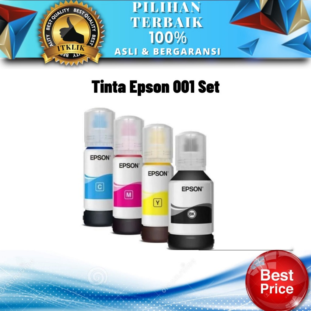 Tinta Epson 001 1 set (4 warna) Tinta Printer Untuk Epson L4150/L6170/L6190 TINTA PRINTER EPSON ORIG