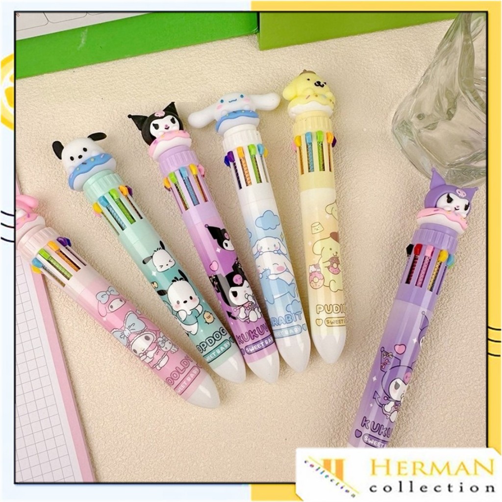 

HC Pena Mekanik Karakter Kartun Pulpen 10 Warna Lucu 3D DOLL Bolpen Gel Tinta Donat Animasi 10 Warna Alat Tulis Sekolah Anak Super Imut