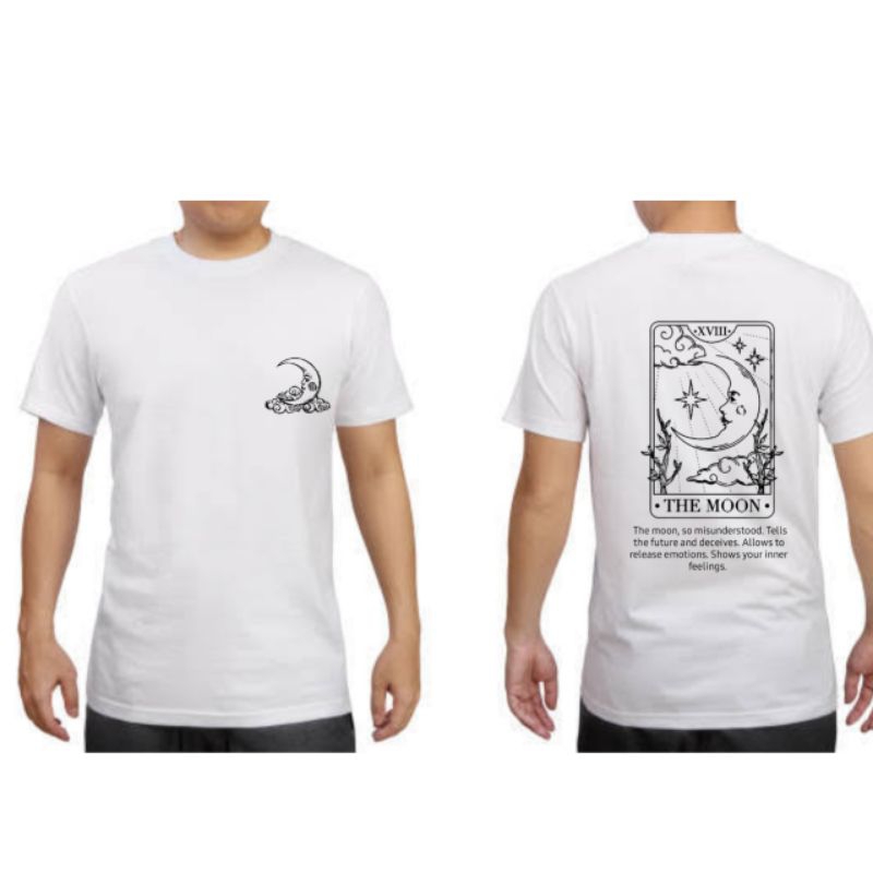 Kaos Keren Kasual Pria/Wanita | The Moon Tarot Card Logo