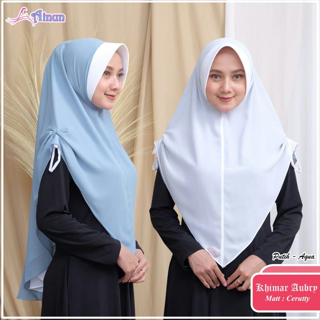 Ainun Jilbab Instan Khimar Aubry Hijab Warna Bolak Balik Premium