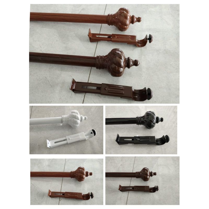 Tiang besi gorden jendela batang rell gorden polosan ukuran 50cm-200cm full set