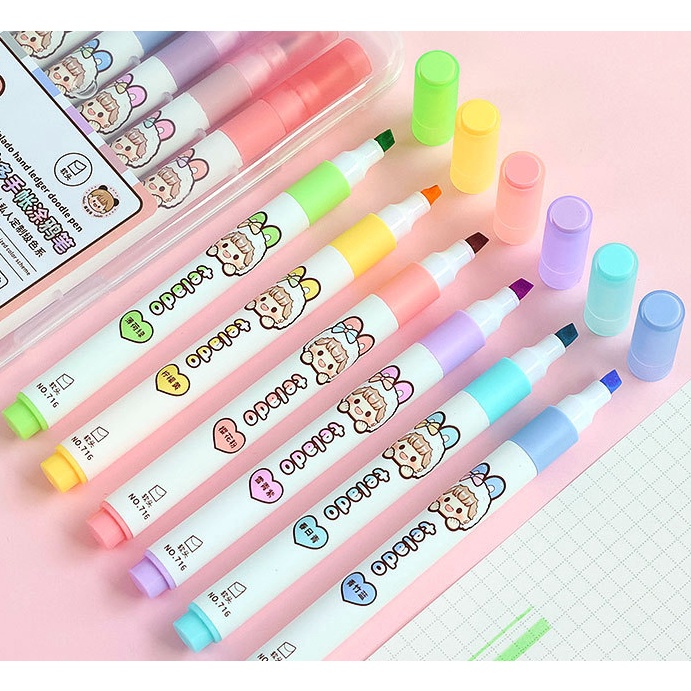 

KODE P73U Stabilo Highliter Edisi Dodogiel 1 Set 6 Warna Pastel Doodle Pen Buat Jurnaling TLD137