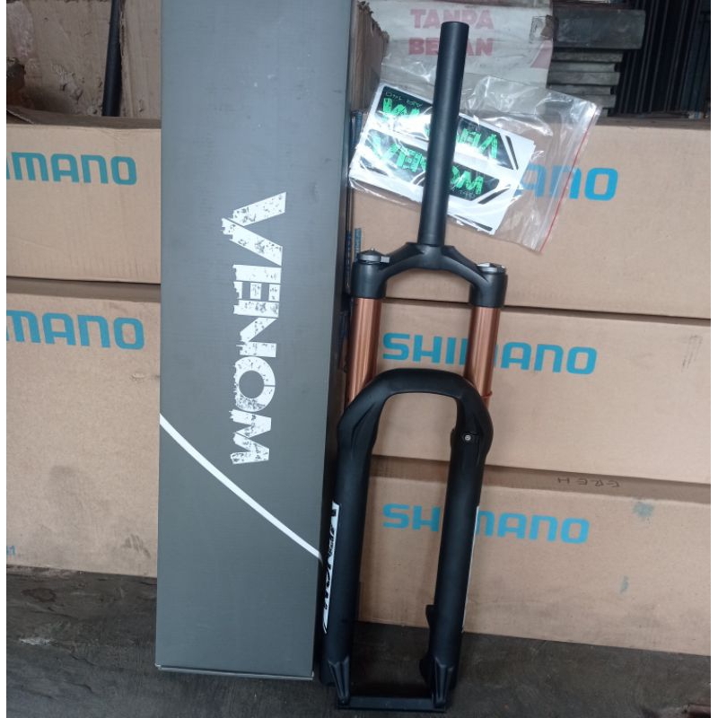 fork VENOM suspension shockbreaker sepeda depan 26 27.5 mtb air angin alloy magnesium travel 140 mm 