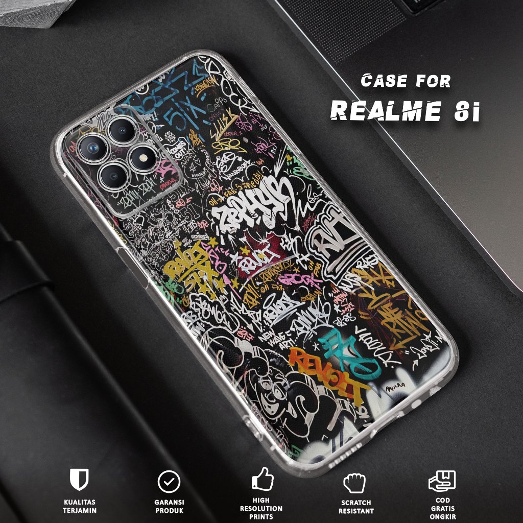 CASE REALME 8i - CASING REALME 8i Motif SWAG - Softcase Premium Fourside - Bening Transparant - Sili