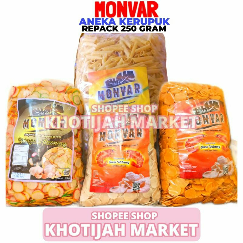 

Monvar Kerupuk Bawang Udang Kentang Repack 250 Gram