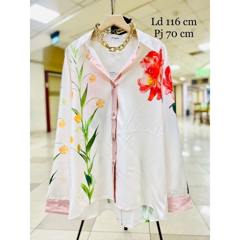 KEMEJA SILK BUNGA TERATAI TERBARU DAN ELEGAN