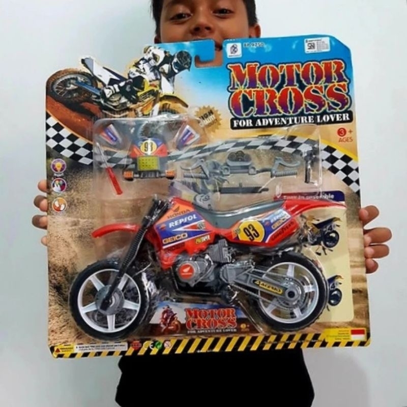 Mainan Moto Cross Rakit Besar - Miniatur Motor Trail Anak Laki Cowok