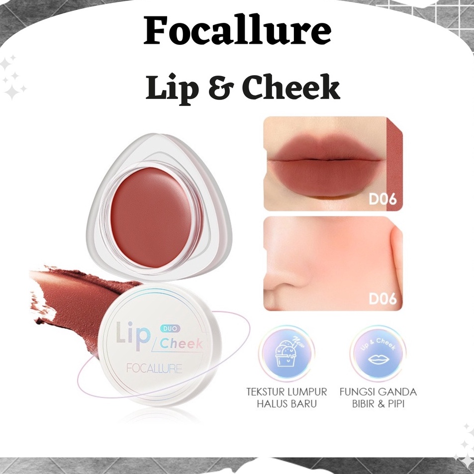 Seller Focallure Creamy Lip  Cheek Duo  Dual Use Lip Mud Lip Clay  Velvet Hazy Matte Cheek