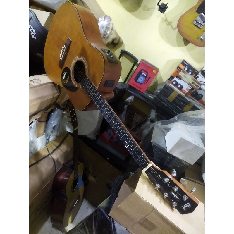 gitar jumbo tanam besi tuner elektrik akustik cort