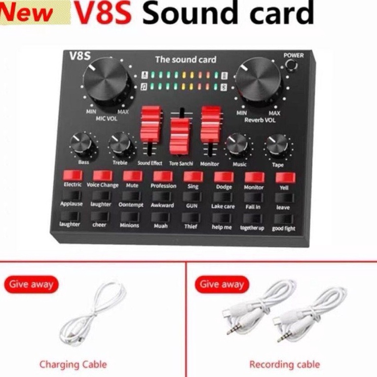Diskon Promo Sound Card V8S Audio USB External Soundcard Live Broadcast Mixer V8S