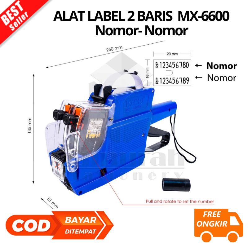 

(SLP) BAYAR DI TEMPAT Alat Label Harga Joyko 2 Baris 10 digit / Tag Price Labeller 2 Line MX 6600N ( Nomor - Nomor ) / Mesin Tembak Harga
