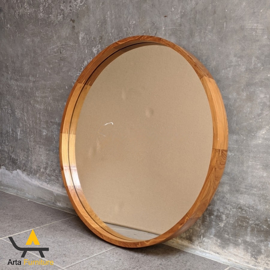 Cermin Bulat Minimalis Jati Jepara