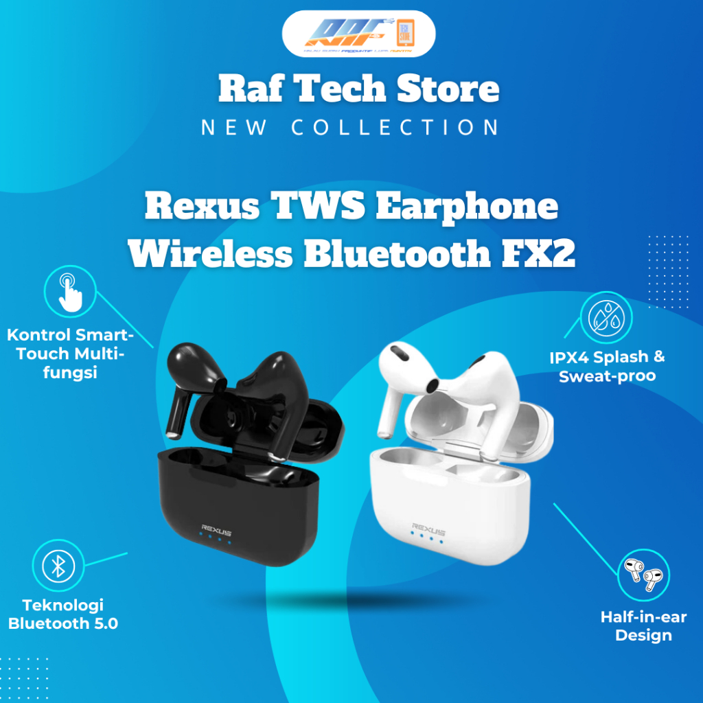 Rexus TWS Earphone Wireless Bluetooth FX2 - TWS Earphone - Earphone - Earphone Bluethooth - Earphone