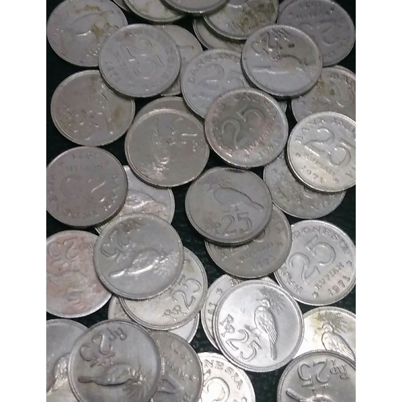 Koleksi Kolektor Cinderamata  Uang Kuno Koin Lama Logam Rp 25 Rupiah 1971 Burung Merpati Mahkota