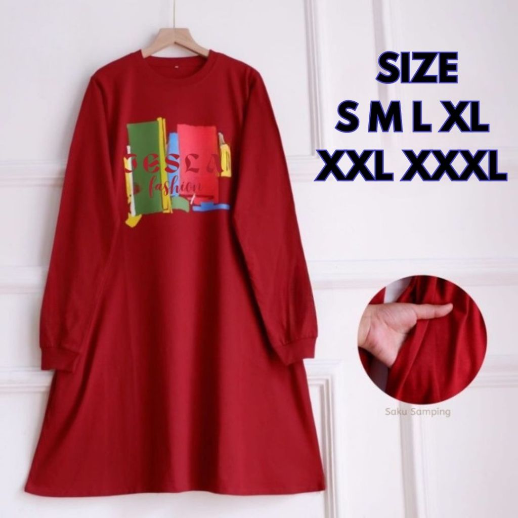 Tunik Kaos Jumbo Import ZolaTunik BO Size S M L XL XXL XXXL Atasan Wanita Korean Style Bahan Kaos Ka
