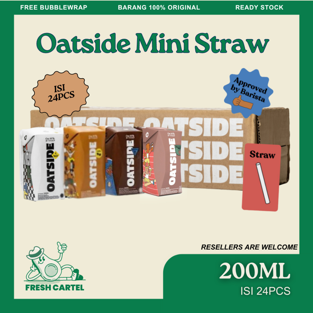 

OATSIDE Mini Straw Oat Milk Coffee 200ml (24pcs) (Kemasan dengan Sedotan) | Susu Oat | Barista Blend - Coffee - Chocolate - Chocolate Malt