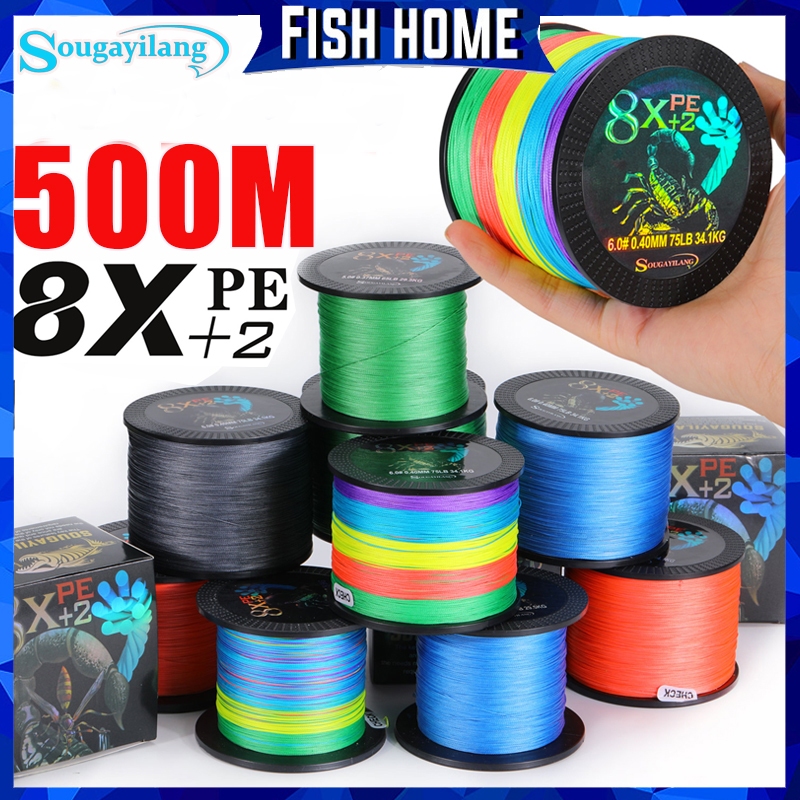 Sougayilang Senar pe Pancing Kuat Senar Pancing 500M PE 8X+2 Stands Braided  Helai Tali Pancing Dike