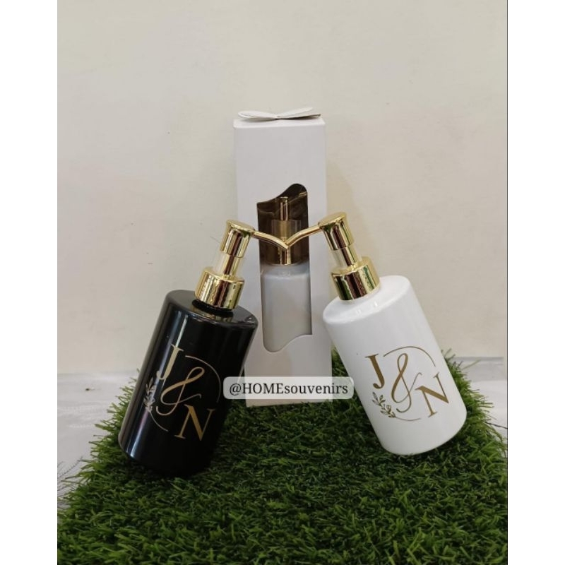 Botol sabun pump glossy 250ml Custom cetak sablon + kemas