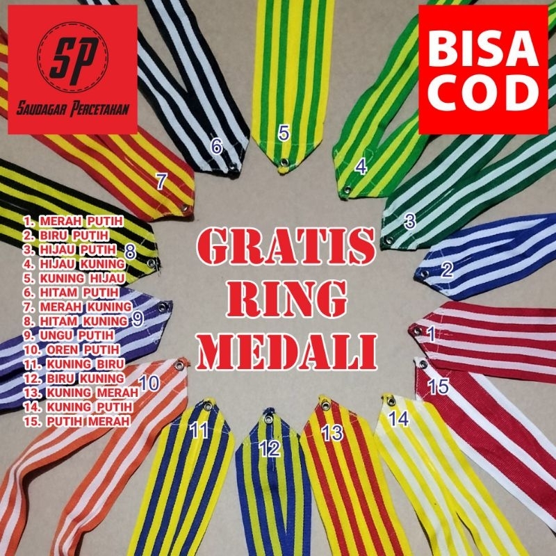 Tali Medali sudah gratis ring medalinya, Tali mendali sudah termasuk Ring