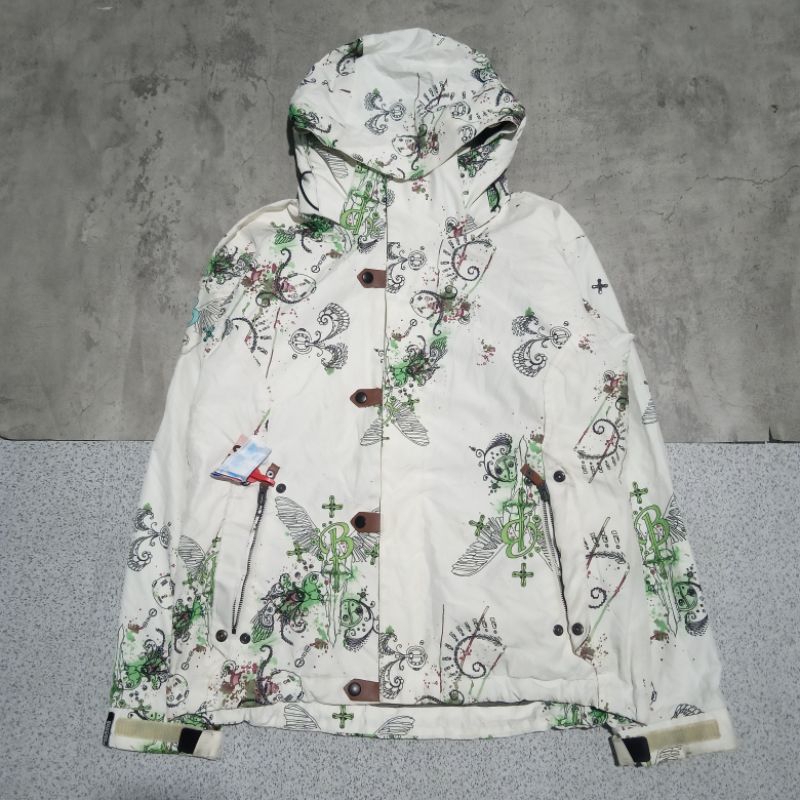 jaket wanita Snowboard bonfire putih motif