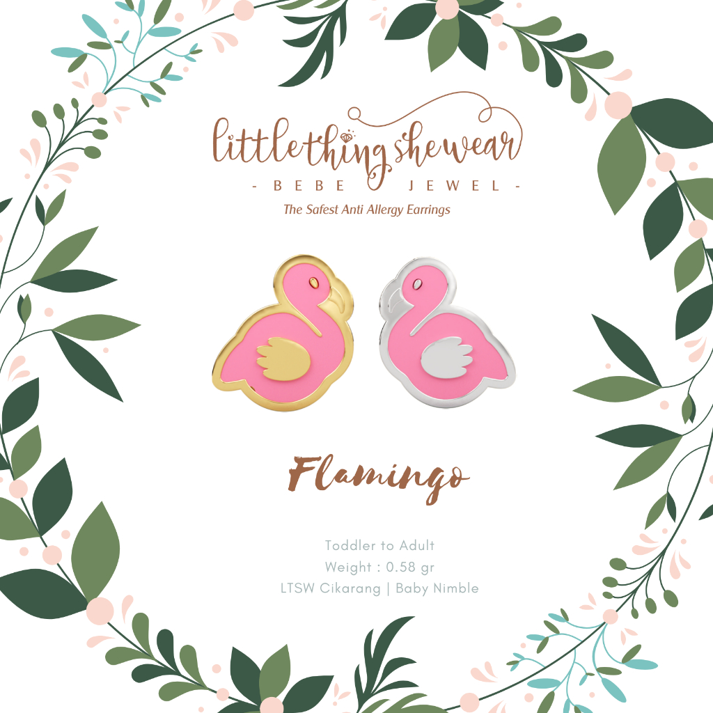 Littlethingshewear - Anting Anak - Flamingo Earrings (0.58 gr)