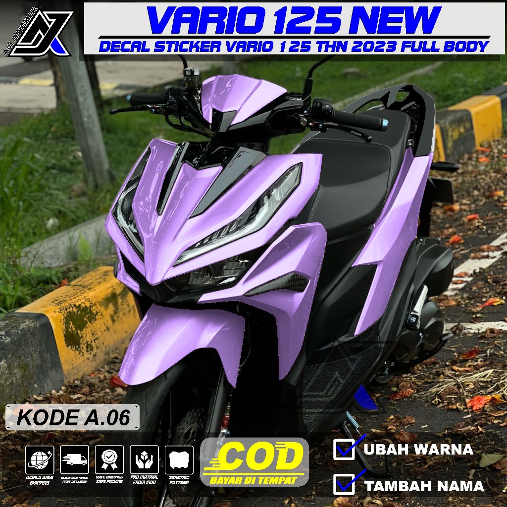 Decal VARIO 125 NEW Full body POLOS - Stiker VARIO NEW 125 Polos Variasi Warna - striping vario new 