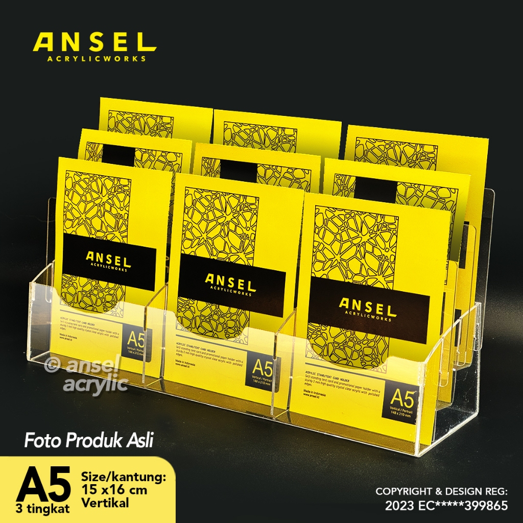 

ANSEL Rak Tempat Brosur Akrilik 3 Tingkat uk. A5 Tipe E3 - 3 Susun [Acrylic Display Holder Flyer]