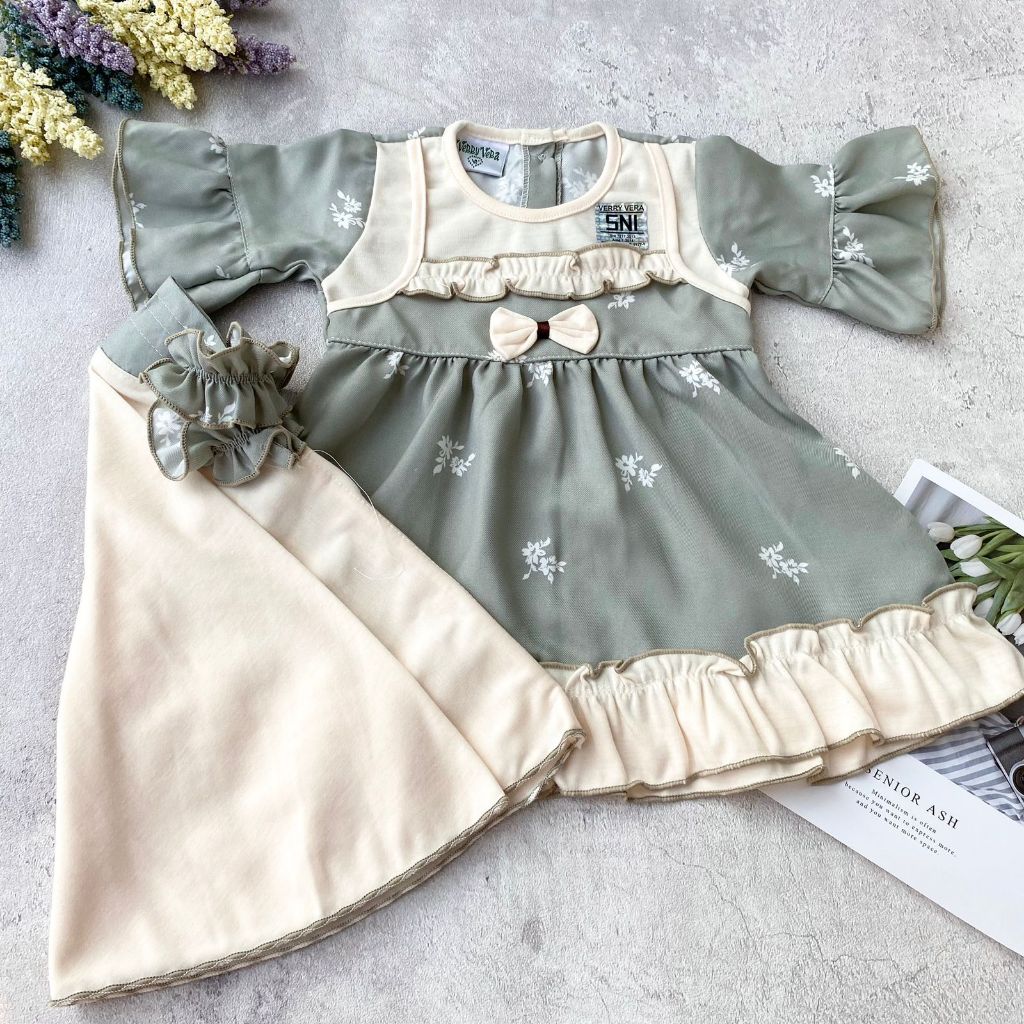 babyshopss - setelan baju gamis panjang anak perempuan best seller free krudung cantik termurah - fl