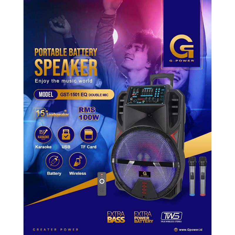 G-POWER Speaker Portable Battery Speaker G power 15 inci Speaker Aktif G power Speaker portable 15 i