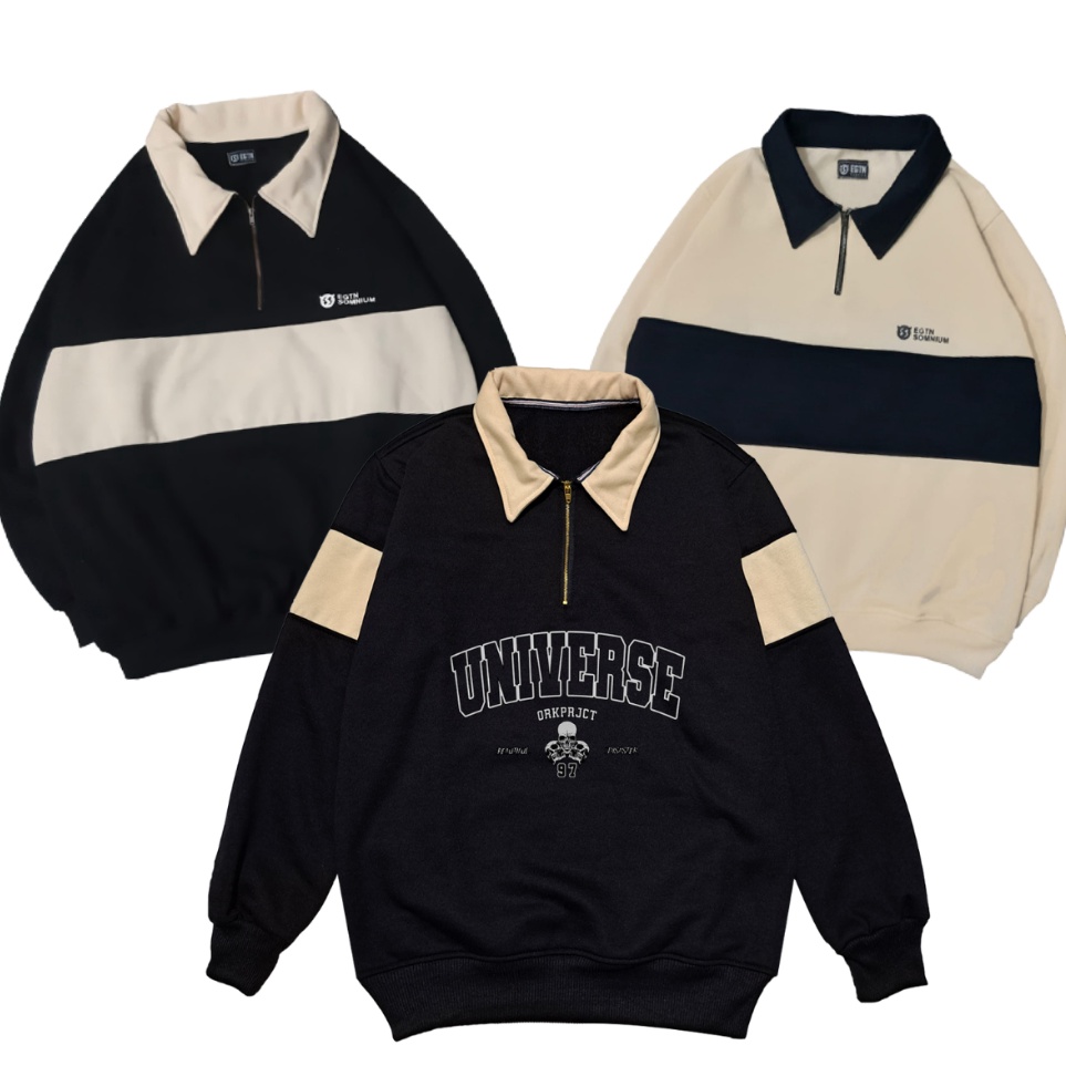 New Recommended Sweater Rugby Premium Wanita Sweater Rugby Halfzip Wanita Sweater Rugby Pria Wanita 