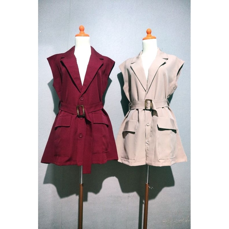 Vest Tanpa Lengan Blazer tanpa lengan Import