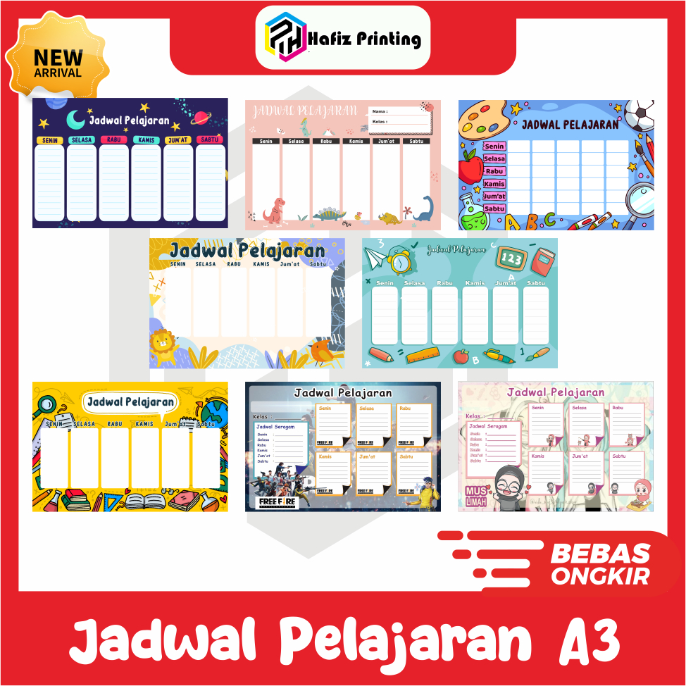 

Poster Jadwal Pelajaran sekolah ukuran A3 (besar)