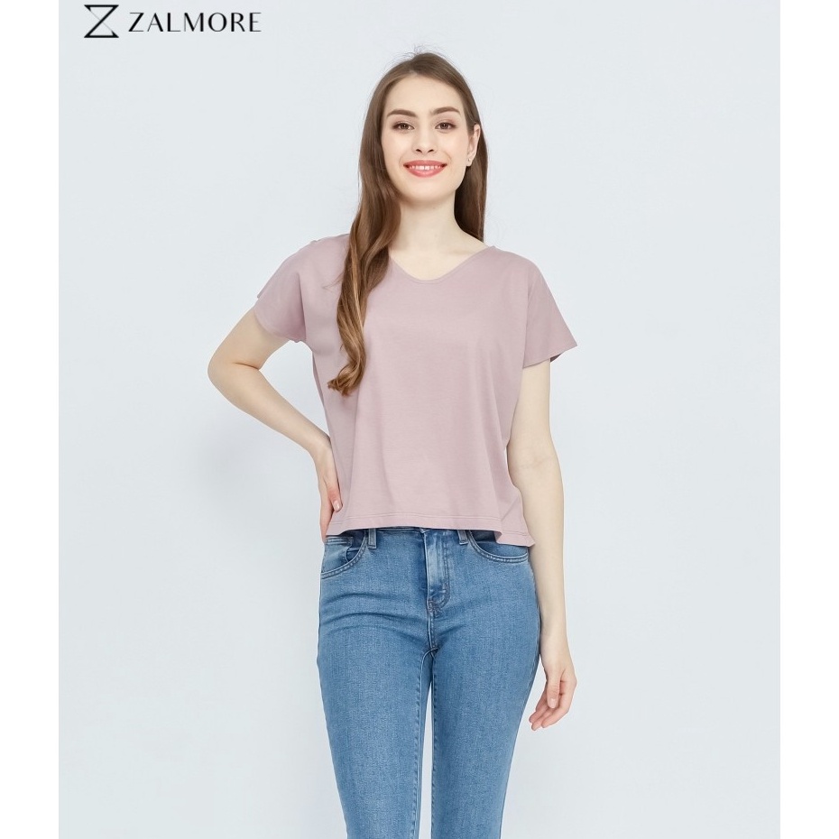 Diminati Zalmore Women Vneck Loose TShirt Premium Cotton  Kaos Wanita