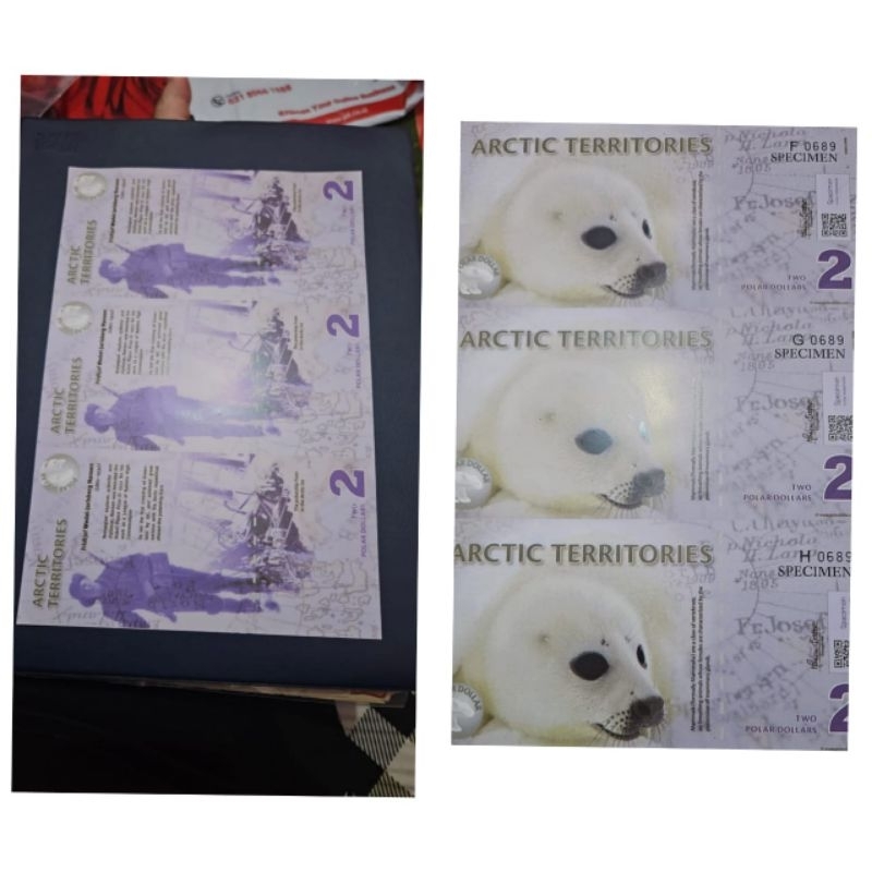 #Super Rare recomend Uang Uncut 3x Negara Antartica 2 Dollar 2008 Polar Kondisi UNC GRESS MULUS Dija