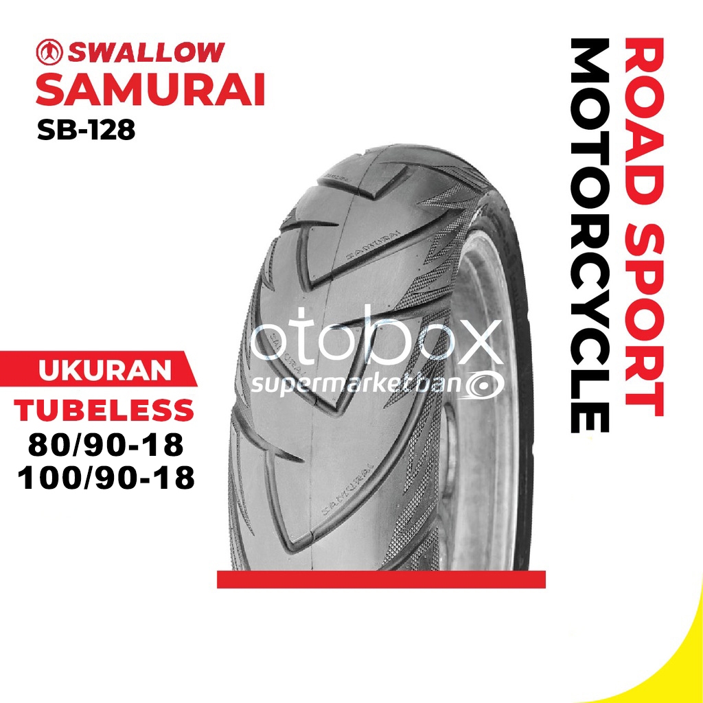 Ban Luar Motor Swallow SB-128 Samurai Ukuran 80/90 100/90 Ring 18 Tubeless