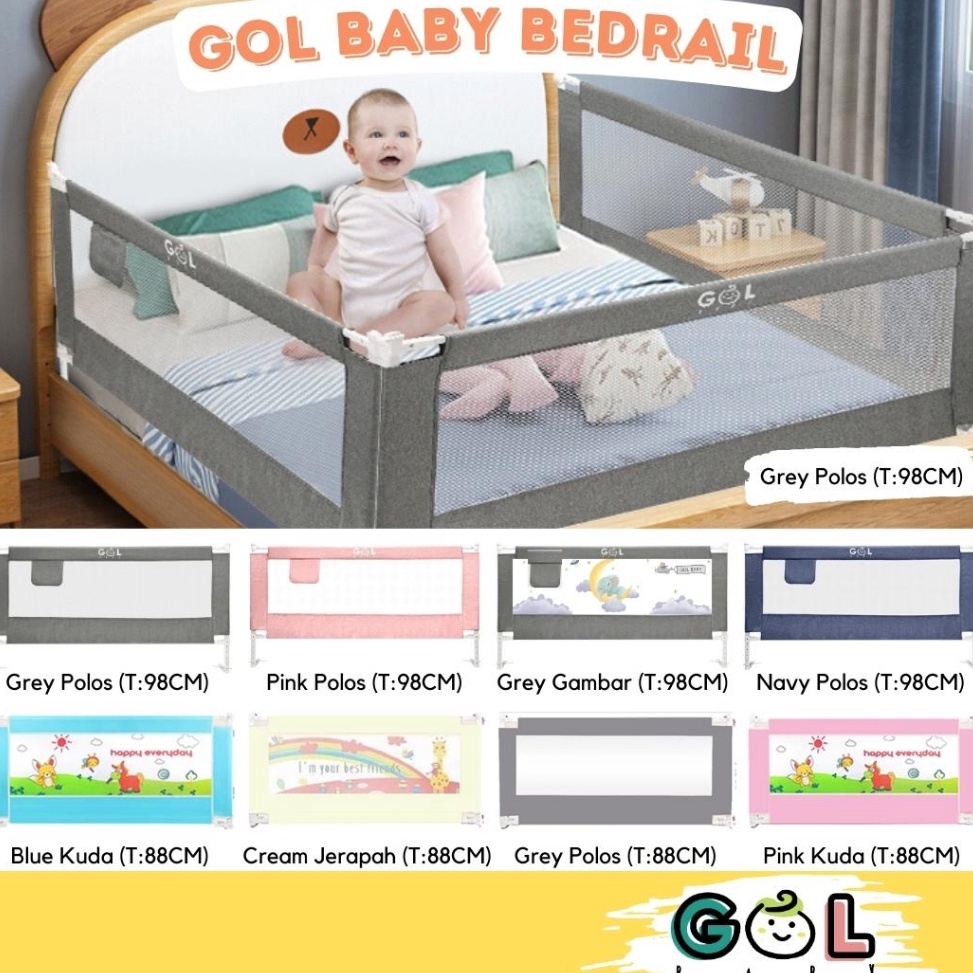 Terbagus GOL Baby Bedrail Baby Bed Guard Bed rail Safe Pembatas Pagar Bayi Pengaman Pagar Kasur Ranj