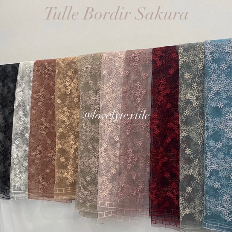 Paling Diminati Tulle Bordir Sakura Kain Tile Motif Kain Kebaya Brokat