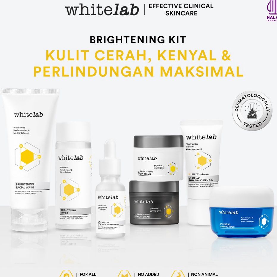 Dijamin Ori Whitelab 7pcs Brightening Paket Wajah  Facial Wash Toner Serum Moisturizer Sunscreen Sle