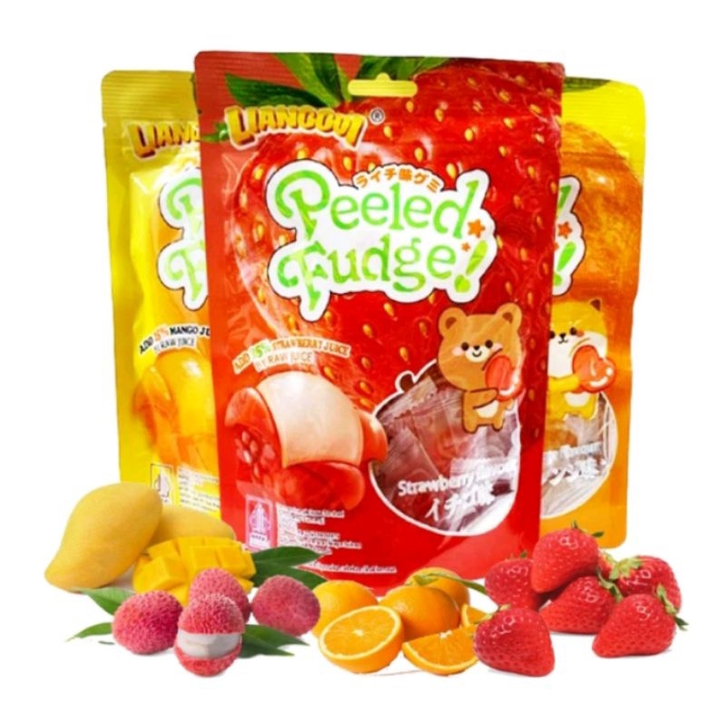 

Lianggui Peeled Fudge (HALAL) Permen Lunak Rasa Mangga, Strawberry, Jeruk, Leci