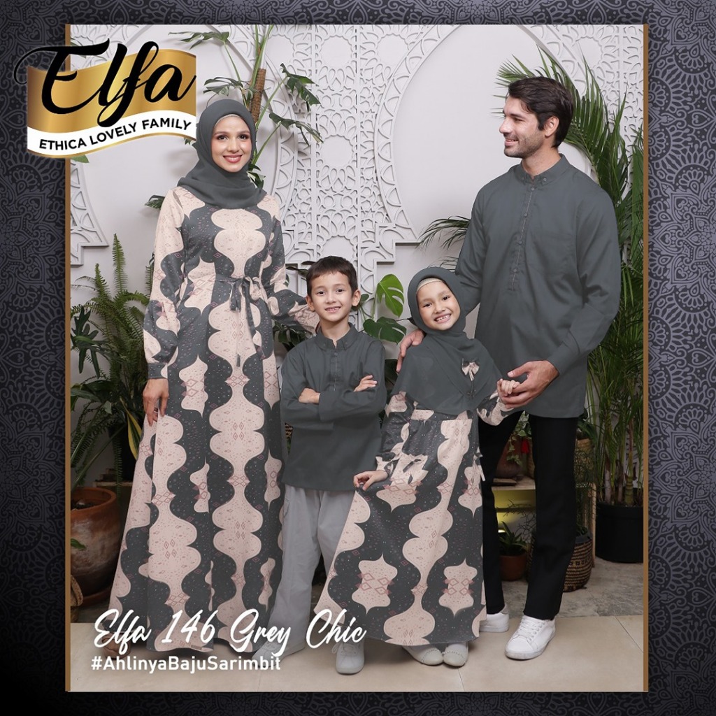 New Arrival Gamis Sarimbit Keluarga Ethica Elfa 146 Grey Chic