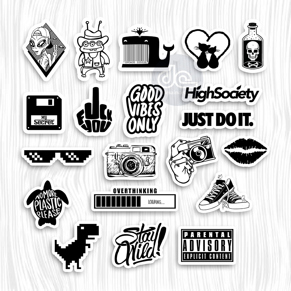 

STIKER AESTHETIC BLACK AND WHITE | STIKER TUMBLER HP LAPTOP MURAH 20Pcs